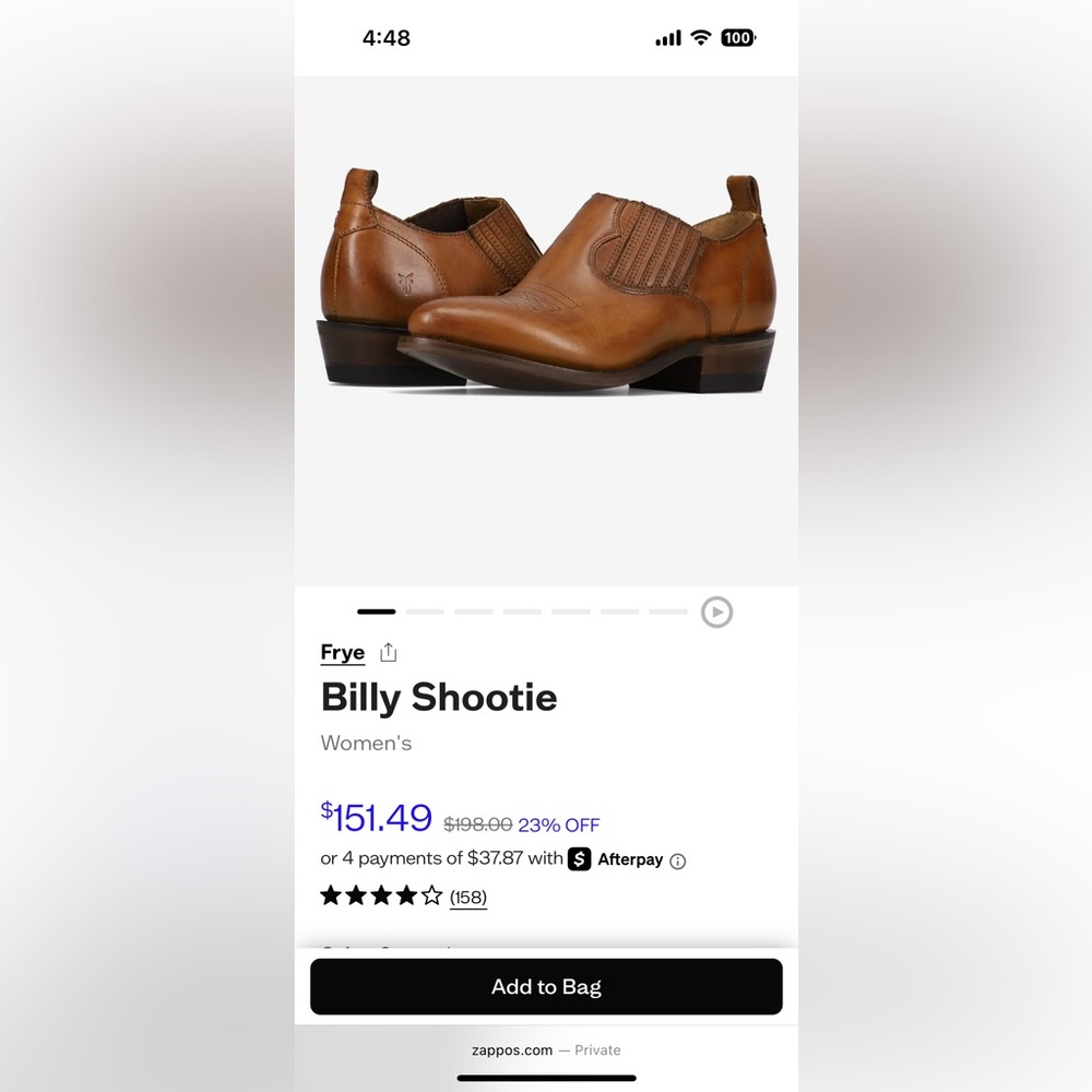 Frye Billy Shootie cognac size 6.5